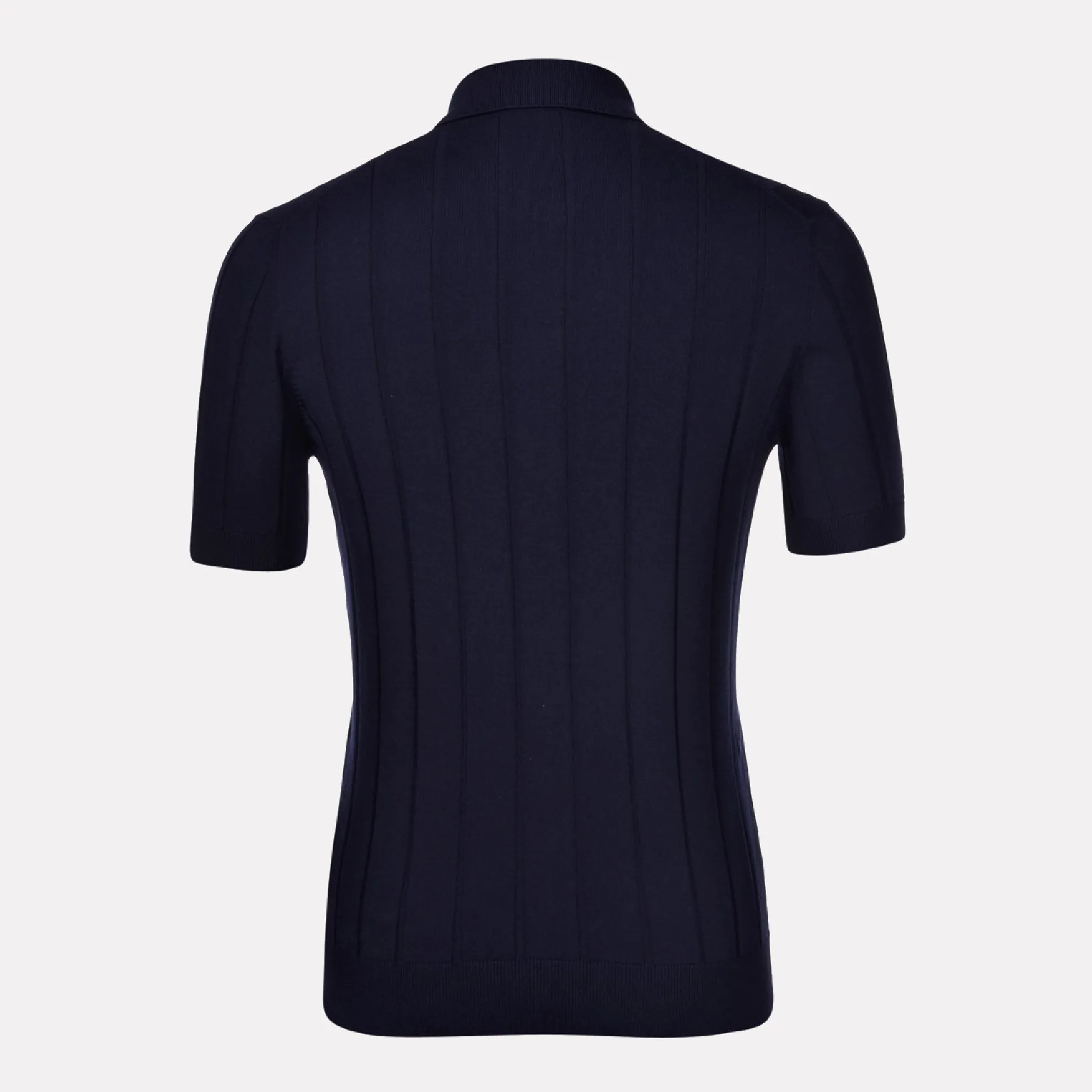 Italian Made Cotton Full Button Polo / Blue