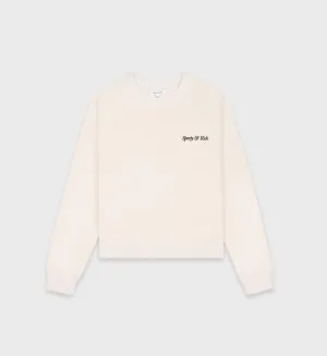 Italic Logo Velour Raglan Sweater - Cream/Navy