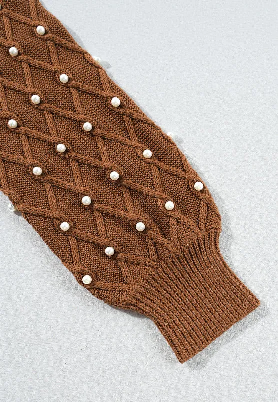 kesley Pearl Detail Round Neck Long Sleeve Sweater
