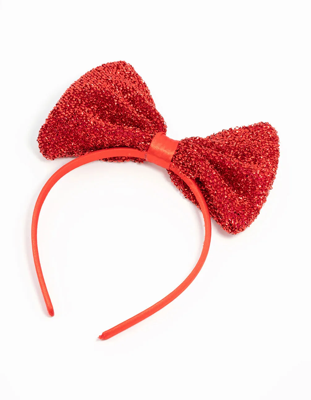 Kids Red Sparkly Bow Headband