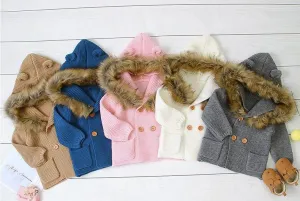 Knitted Hooded Sweaters with Fur