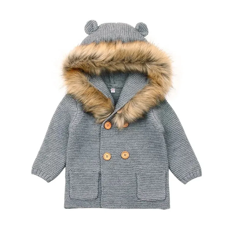 Knitted Hooded Sweaters with Fur