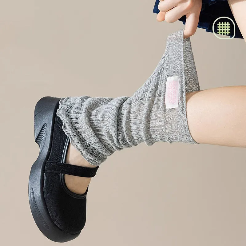 Label Stretch Knitted Lolita Calf Socks