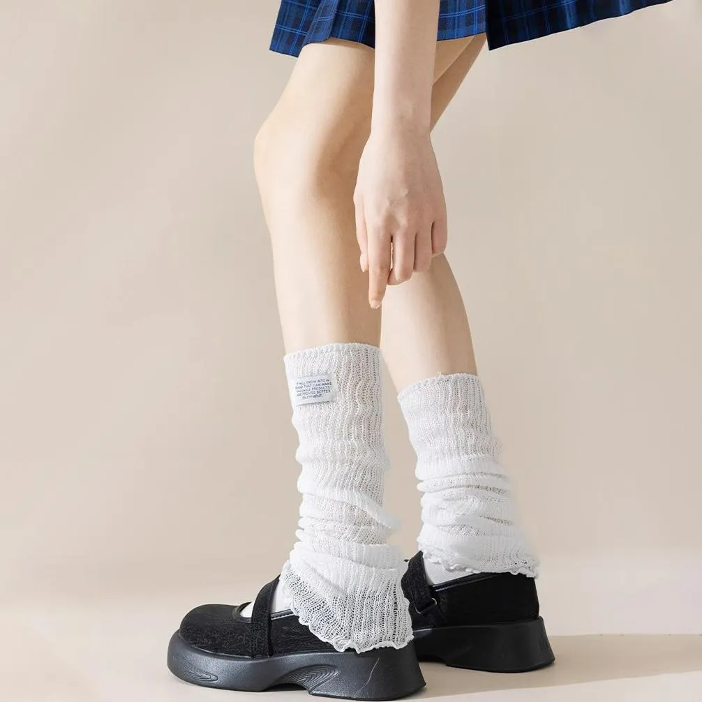 Label Stretch Knitted Lolita Calf Socks