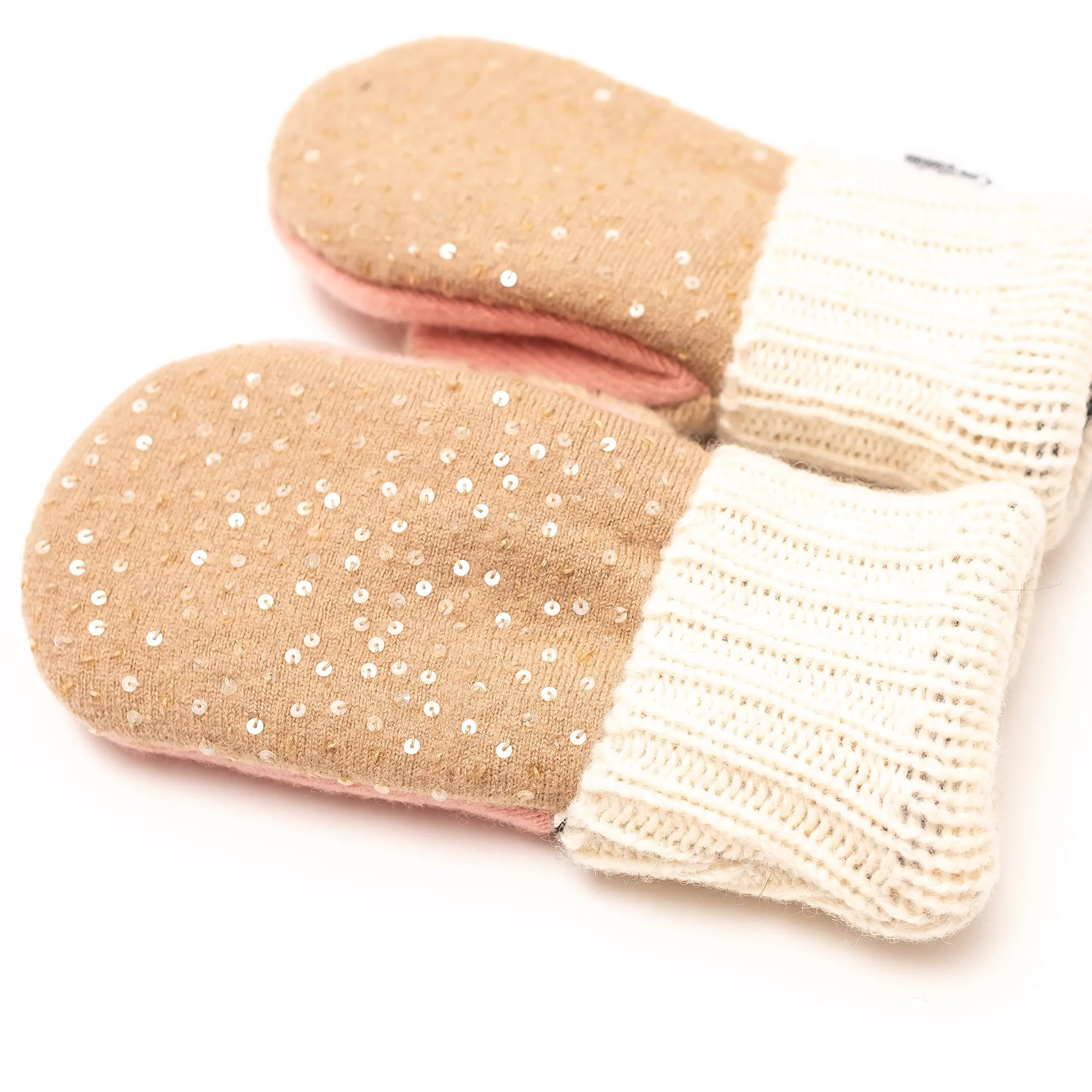 Large Kid's Wool Sweater Mittens | Glistening Snow