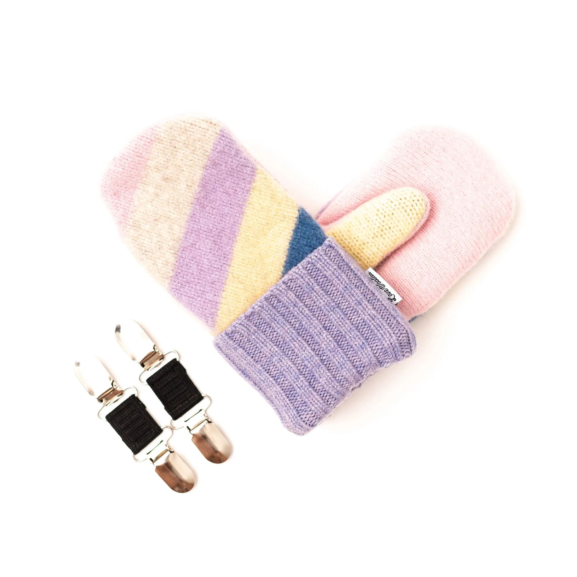 Large Kid's Wool Sweater Mittens | Lavender Love