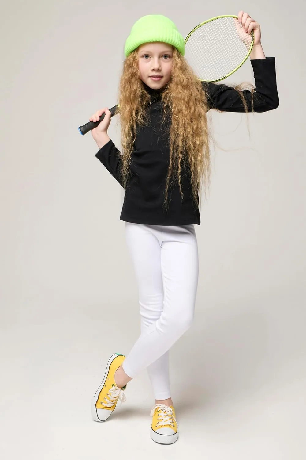 Lilax Girls' Basic Long Sleeve Turtleneck Cotton T-Shirt
