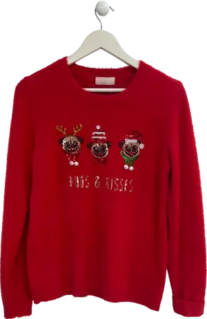 lipsy london Red Pugs And Kisses Jumper UK S/M