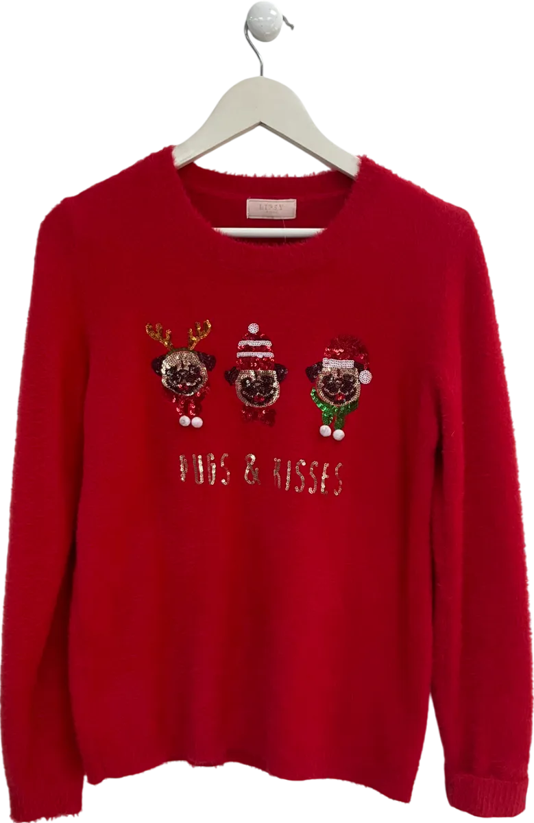 lipsy london Red Pugs And Kisses Jumper UK S/M