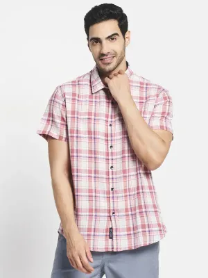Men Red Tartan Checks Checked Casual Shirt
