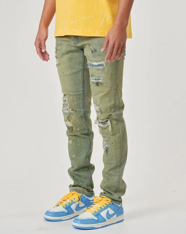 Mens Medium Sand Slim Fit Denim Jeans