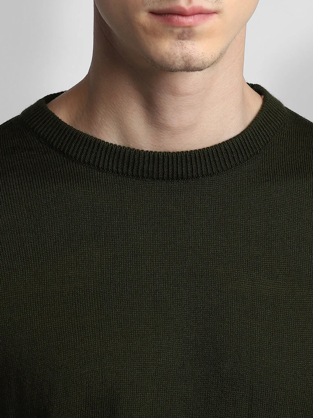Men's Olive Colorblock Acrylic Pullover sweater