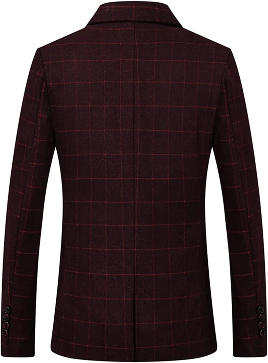 Men's One Button Checked Blazer for Groom Christmas Suit Jacket