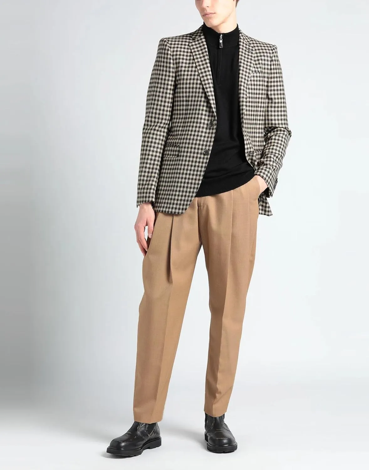 Men's Small Checked Blazer Business Casual Daily Travel Sport Coat Small Plaid Suit Jacket