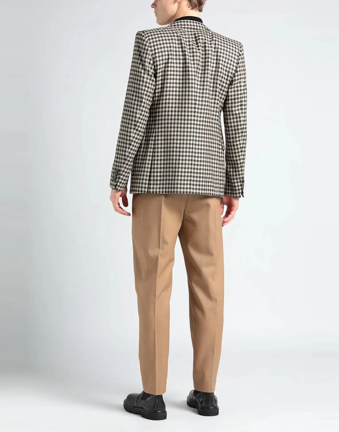 Men's Small Checked Blazer Business Casual Daily Travel Sport Coat Small Plaid Suit Jacket