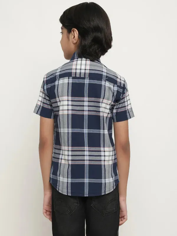 Octave Boys Blue Tartan Checks Opaque Checked Casual Shirt