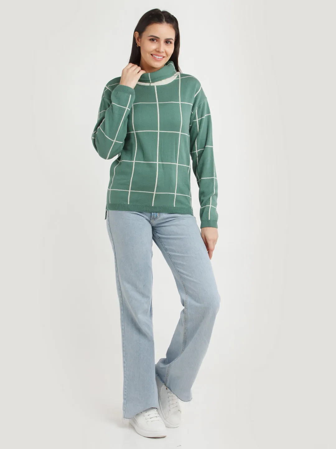 Off White Checked Sweater