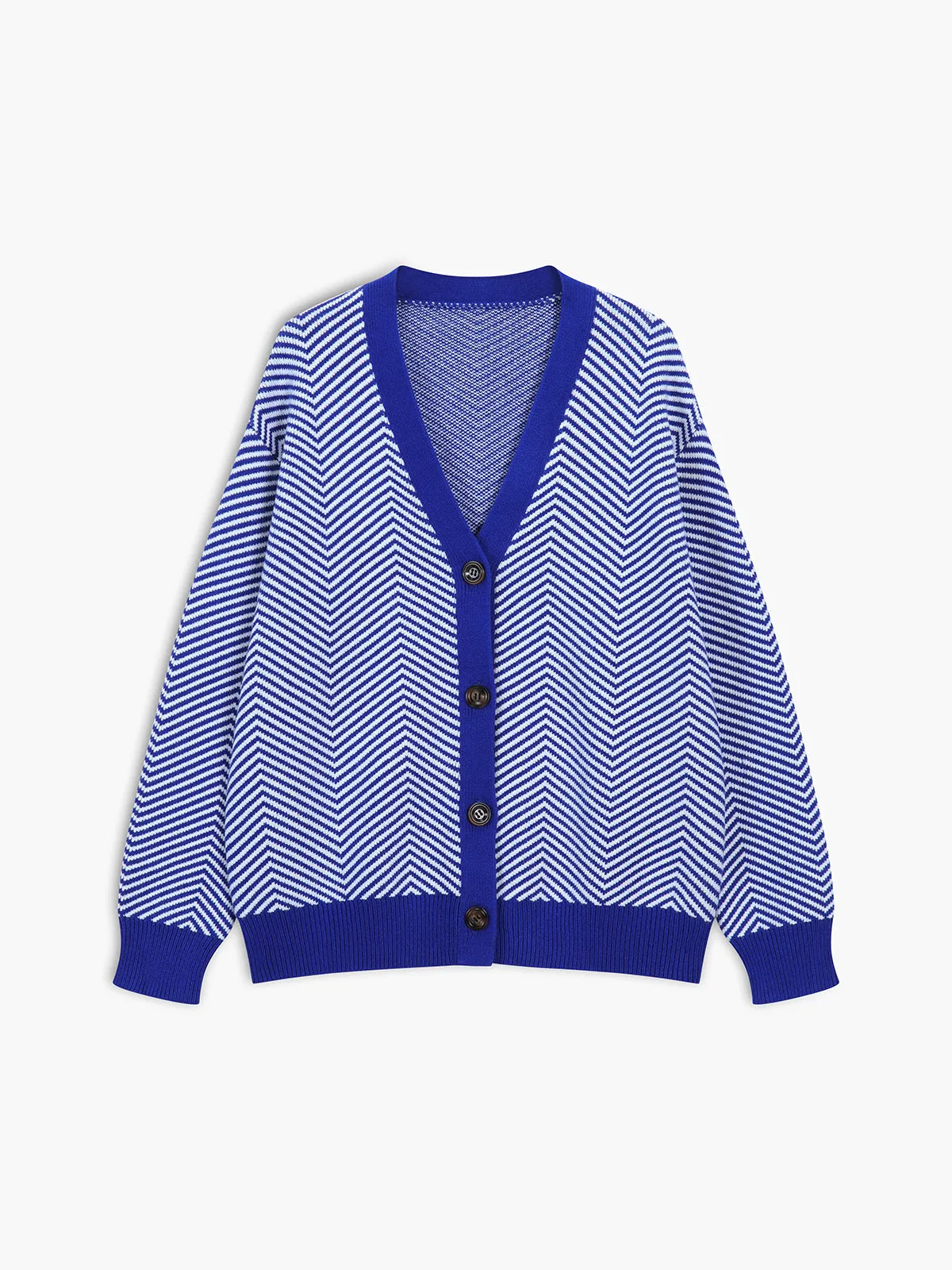 Oversized Charming Herringbone Cardigan