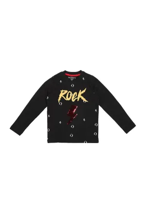 Pantaloons Junior Graphic Print Black T-Shirt