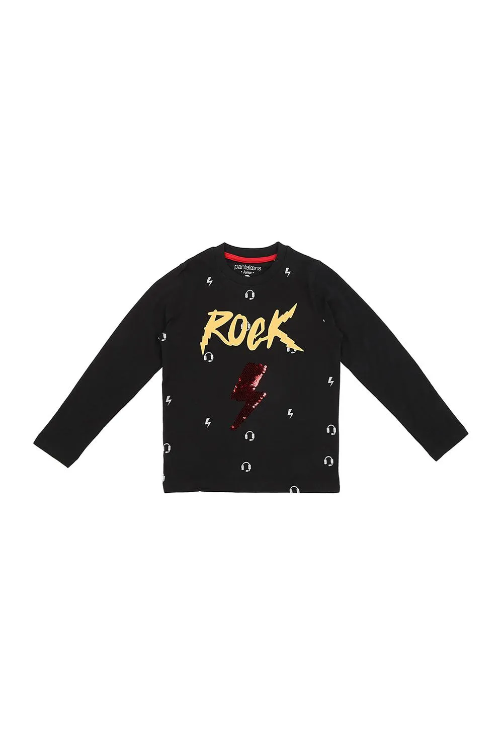 Pantaloons Junior Graphic Print Black T-Shirt