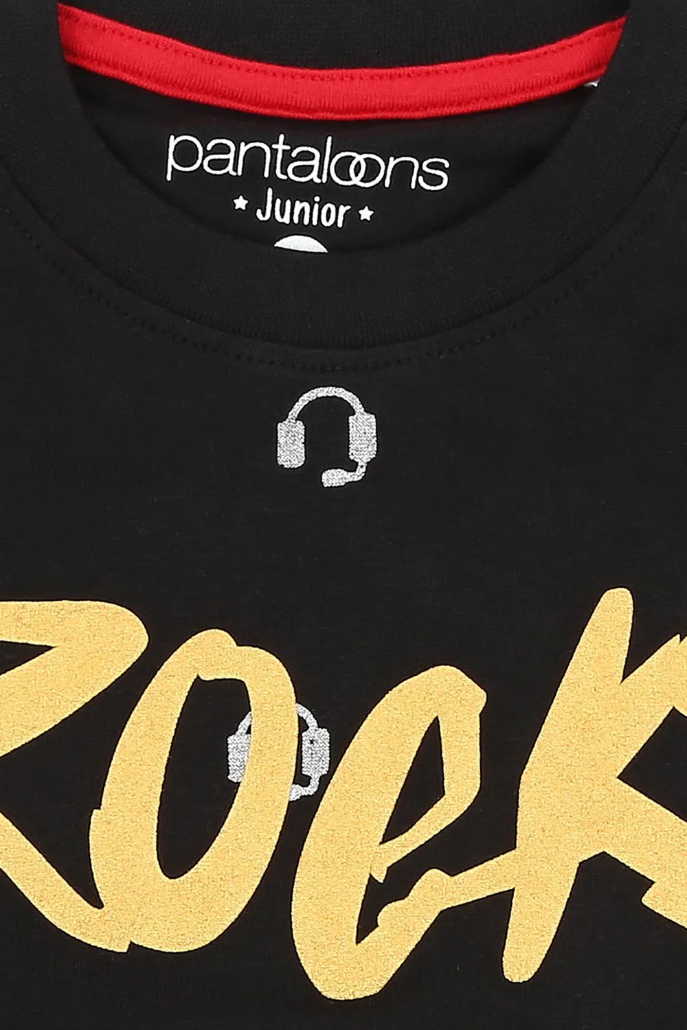 Pantaloons Junior Graphic Print Black T-Shirt