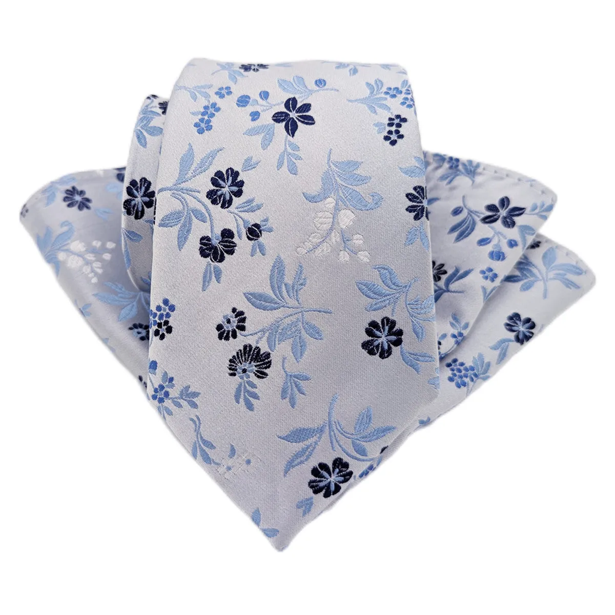Periwinkle Floral Silk Wedding Tie