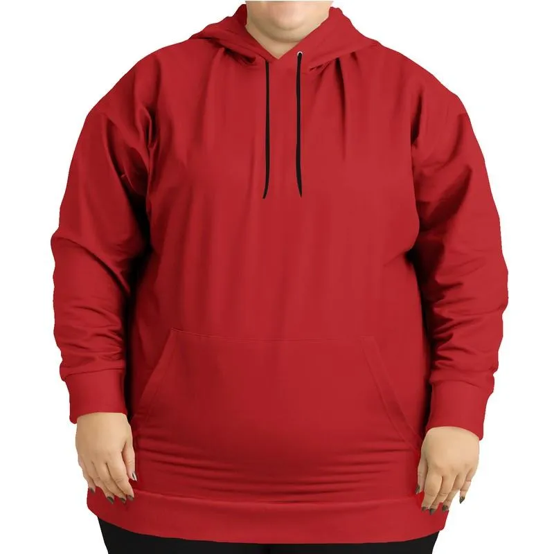Plain Red Hoodie | Unisex | with PLUS sizes | C0M100Y100K30