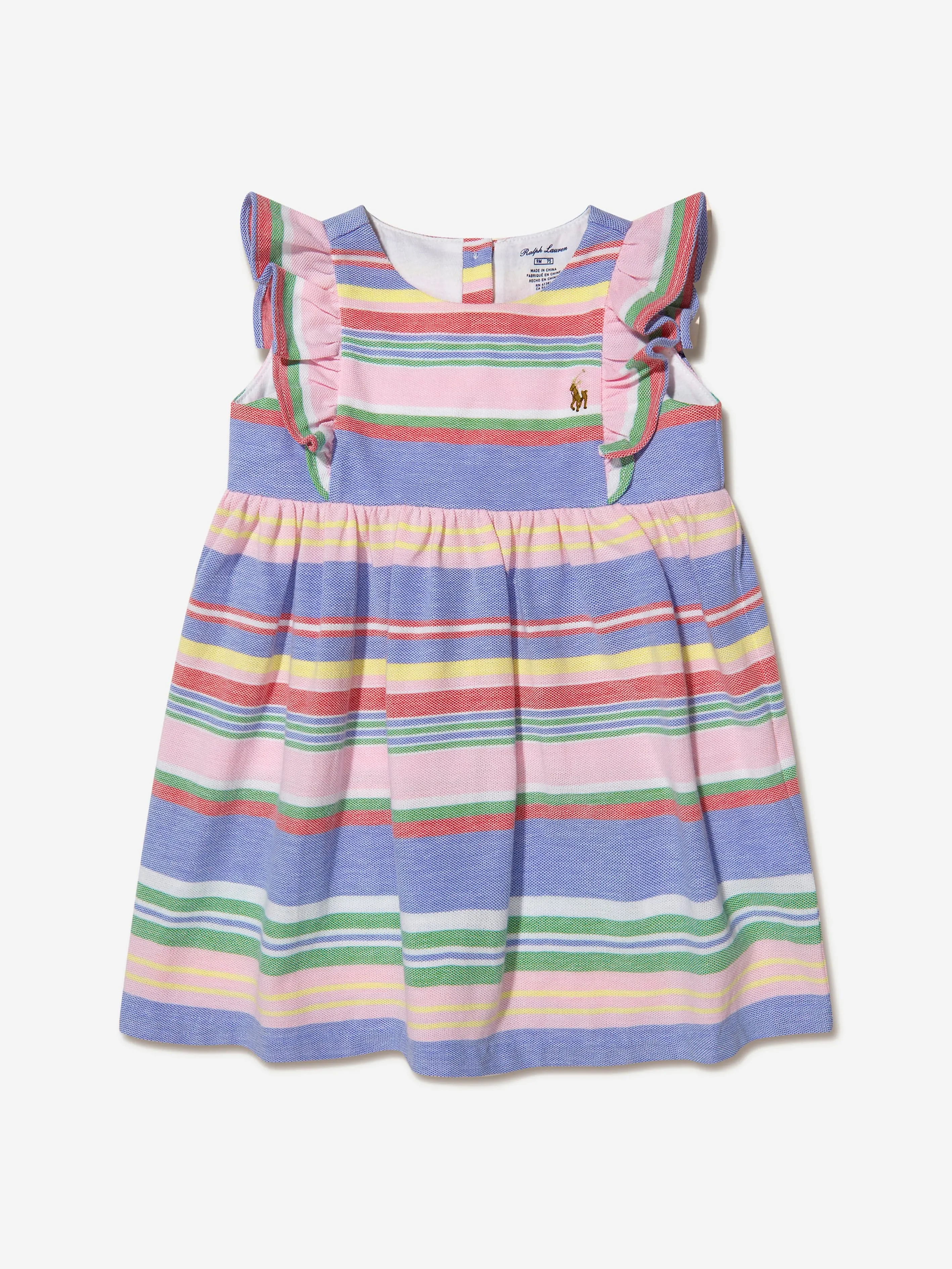 Ralph Lauren Baby Girls Striped Dress With Knickers in Multicolour