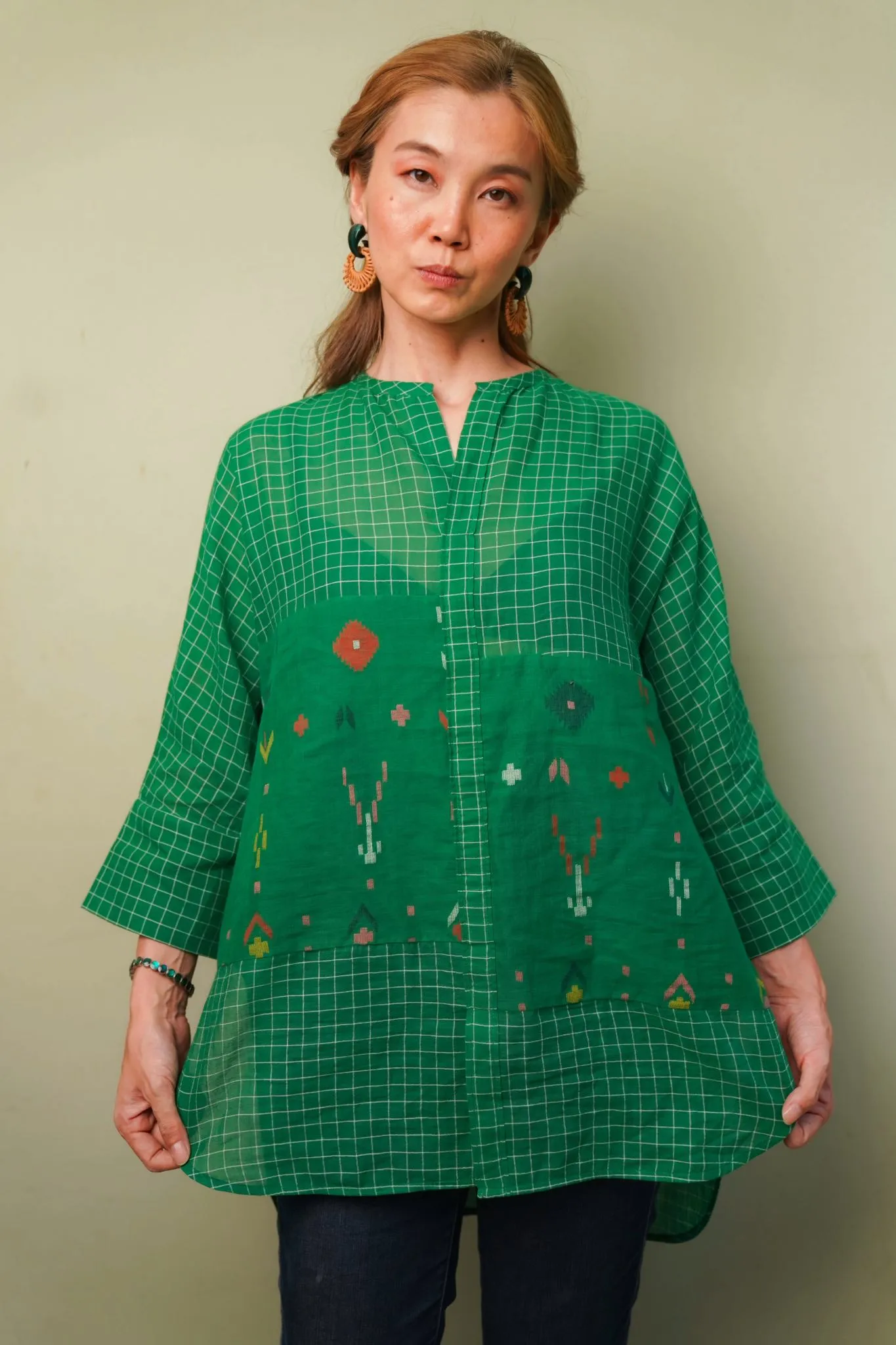 Seoul - Jamdani Green Checked Shirt