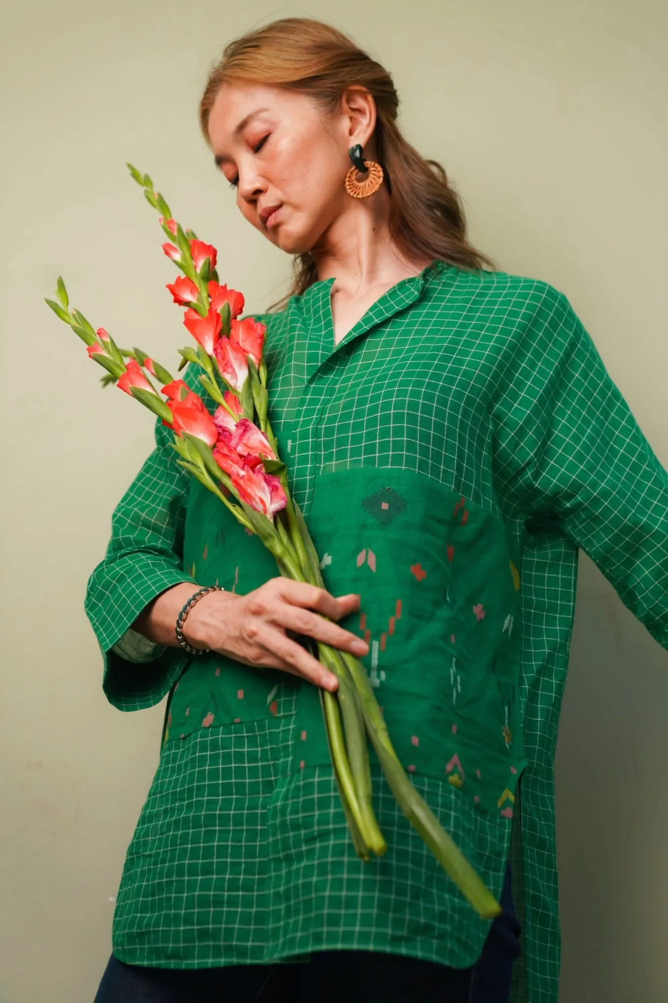 Seoul - Jamdani Green Checked Shirt