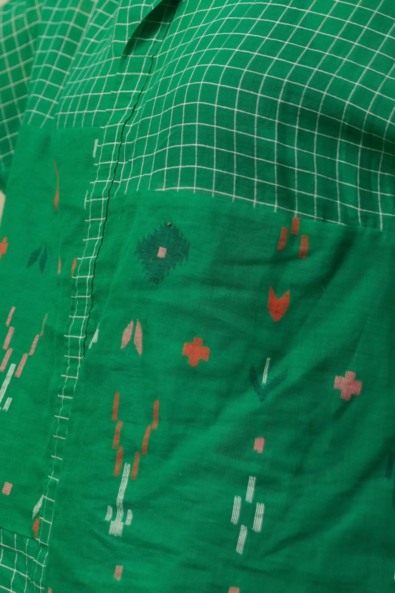 Seoul - Jamdani Green Checked Shirt