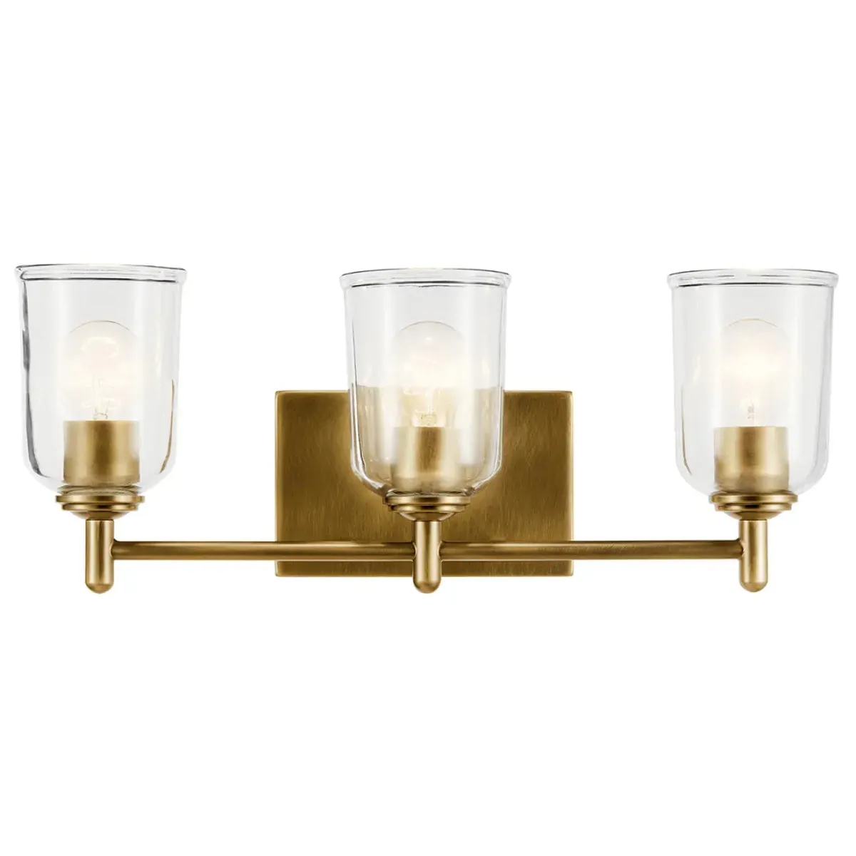 Shailene 21" 3-Light Bathroom Vanity Light with Clear Glass, Natural Brass Finish