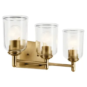 Shailene 21" 3-Light Bathroom Vanity Light with Clear Glass, Natural Brass Finish