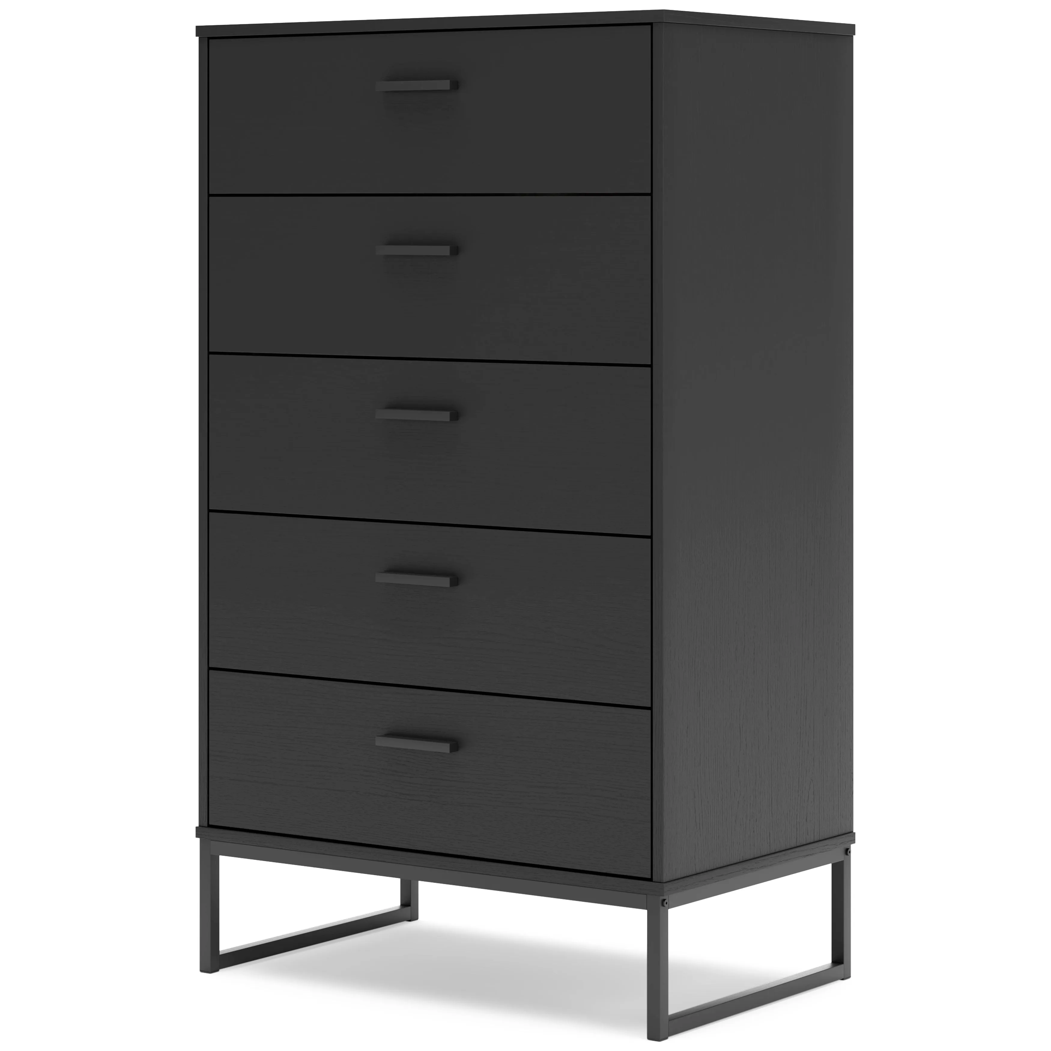 Socalle Full Panel Platform Bed with Dresser and Chest in Black