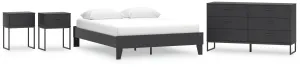 Socalle Queen Platform Bed with Dresser and 2 Nightstands in Black