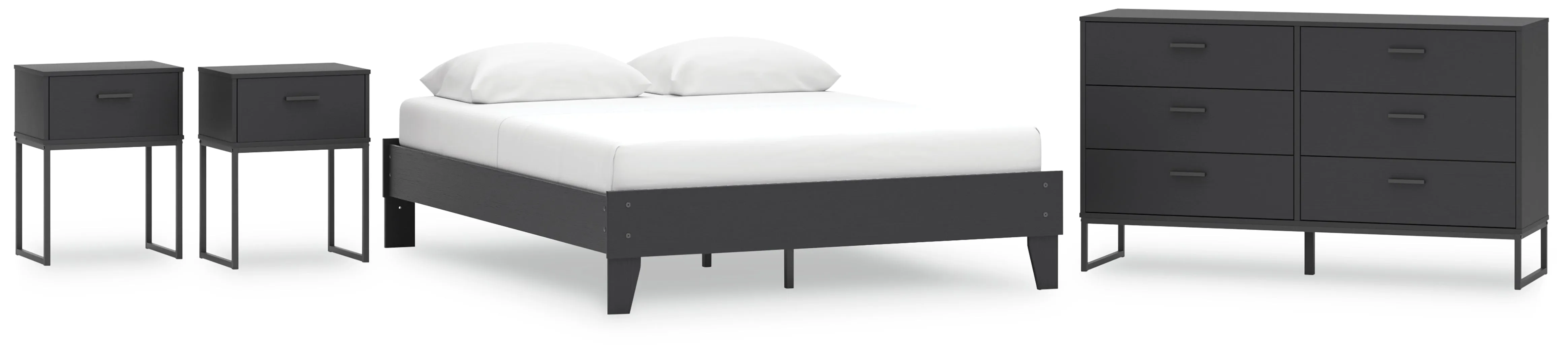 Socalle Queen Platform Bed with Dresser and 2 Nightstands in Black