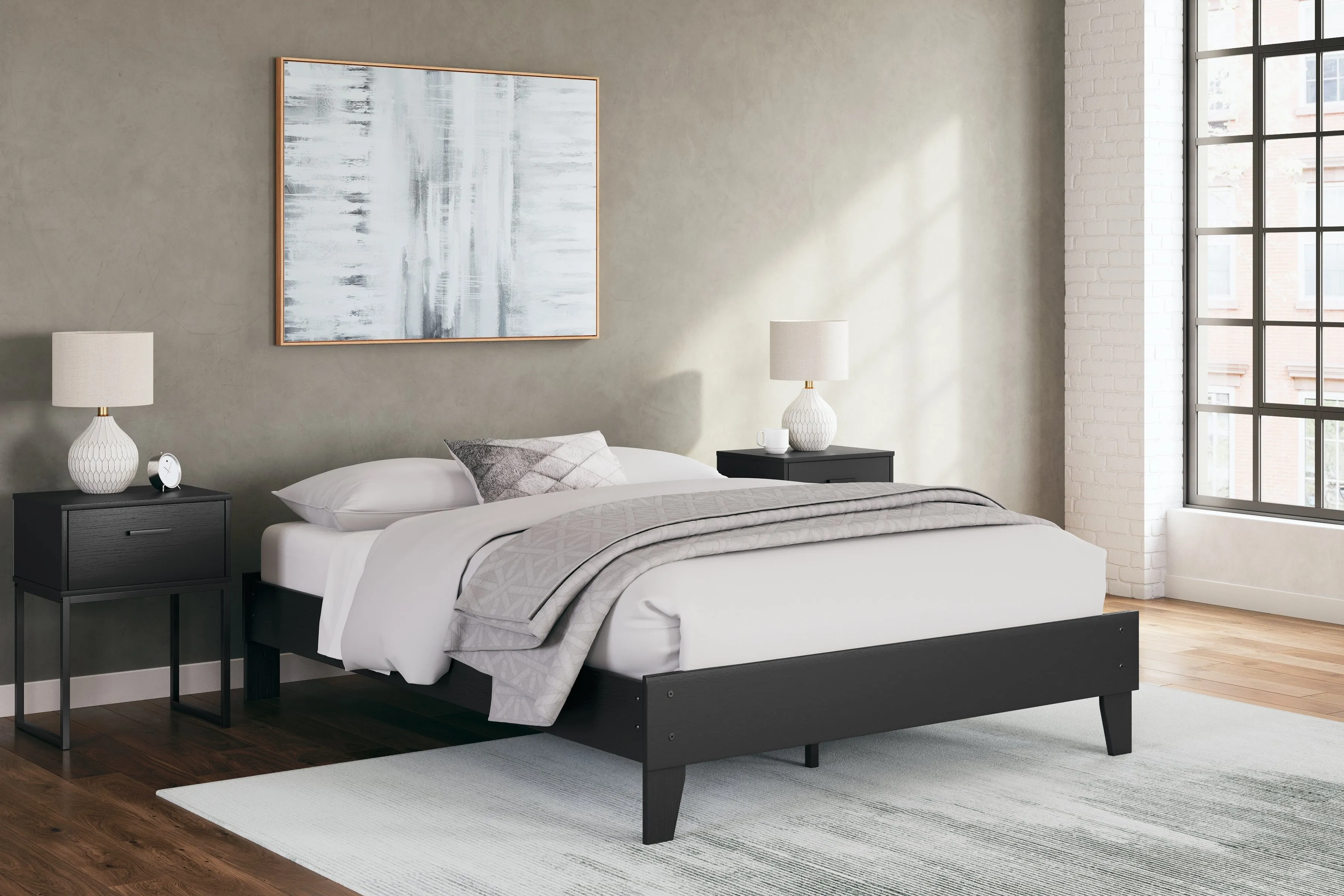 Socalle Queen Platform Bed with Dresser and 2 Nightstands in Black