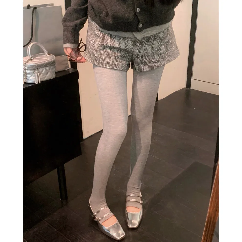 Solid Color Pantyhose With Feet Stepping Feet Leggings