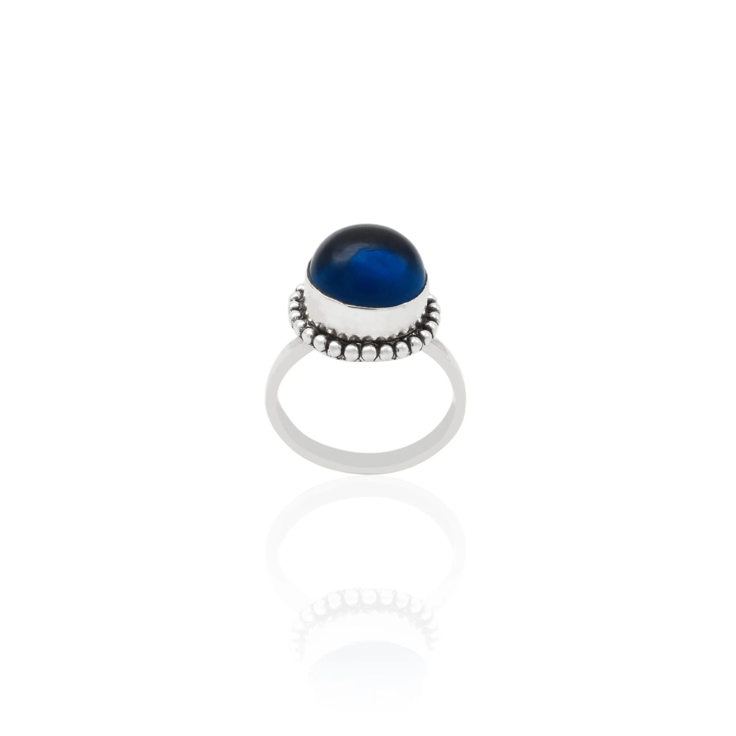 Sterling Silver Antique Dark Blue Quartz Girls Ring