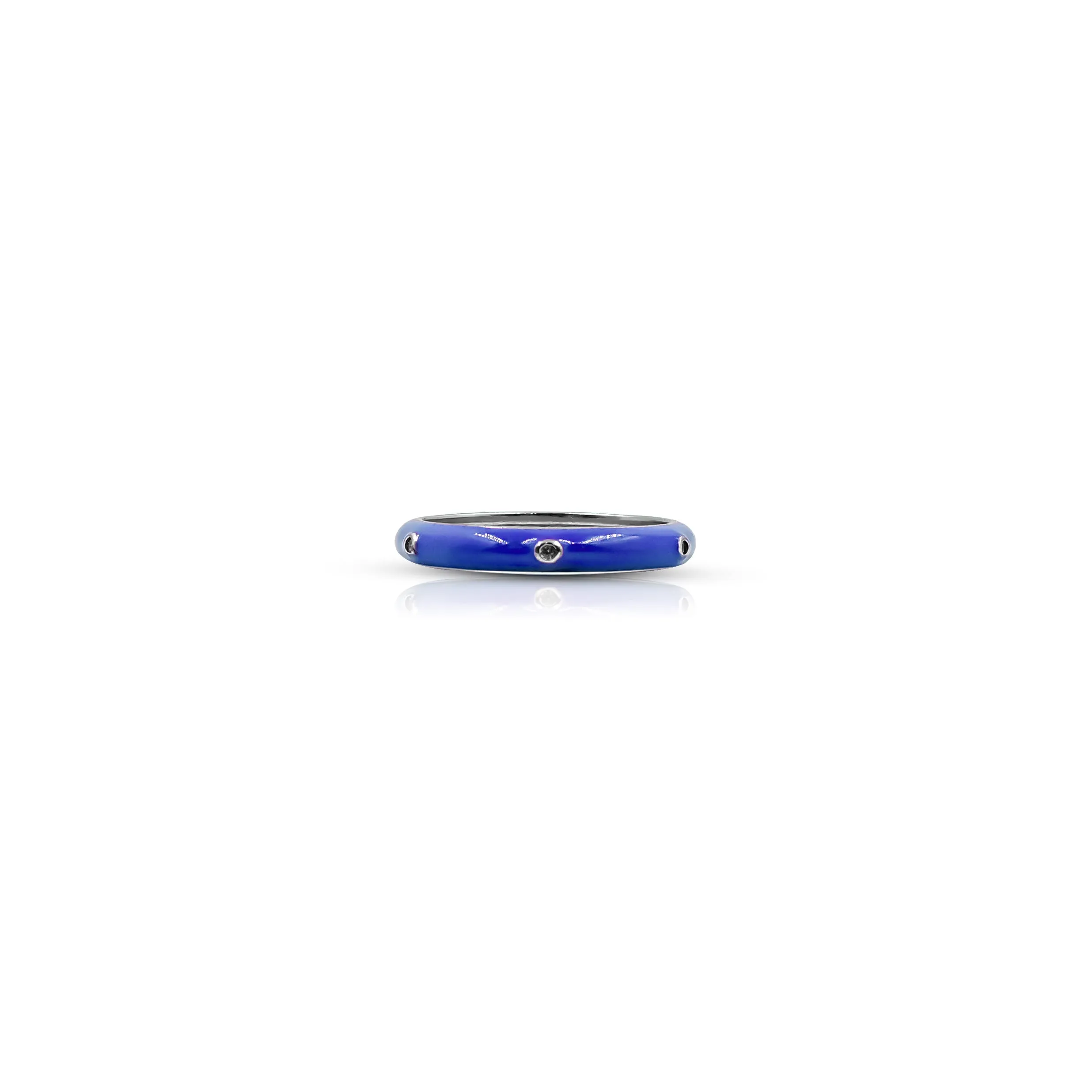 Stylish Blue Enamel Silver Ring