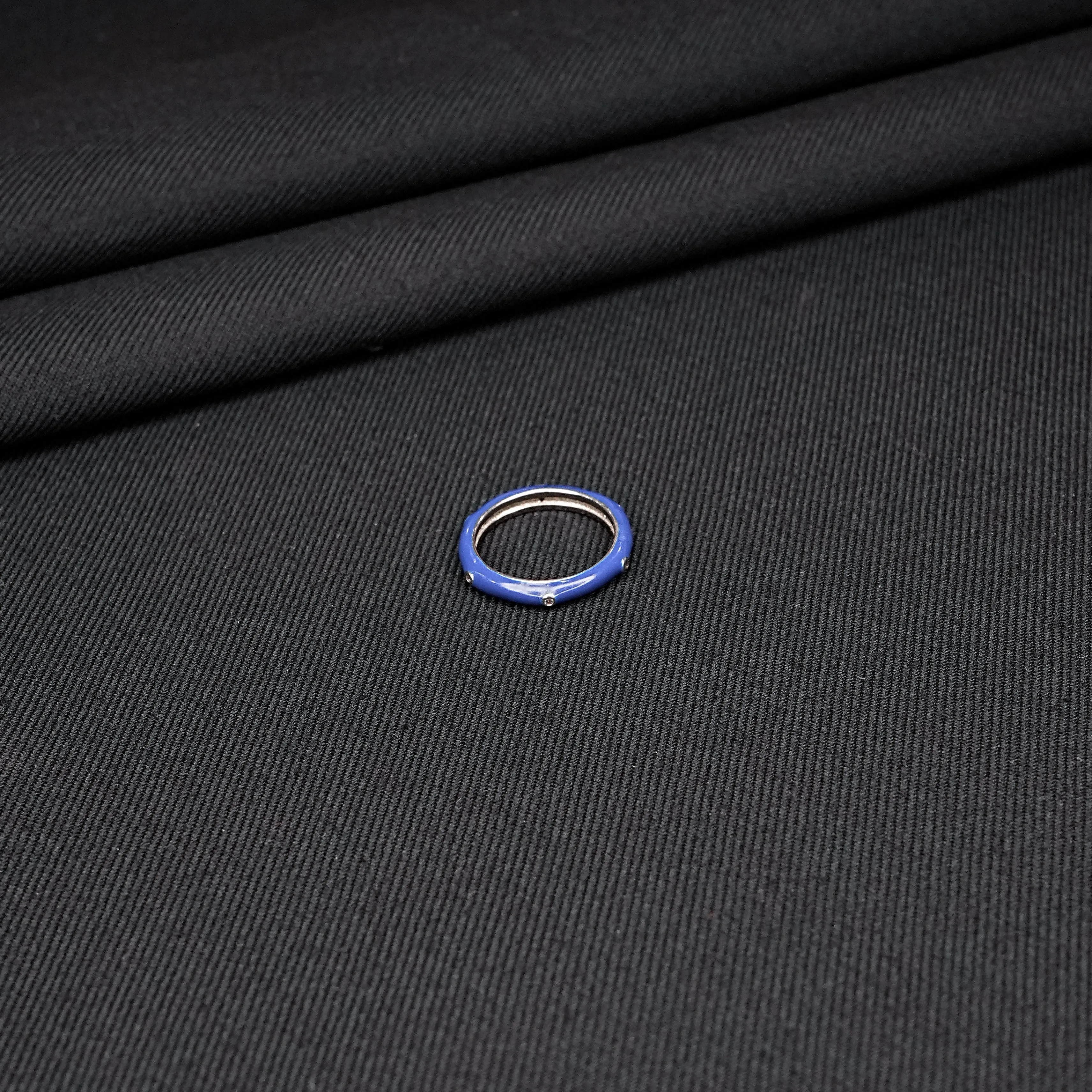 Stylish Blue Enamel Silver Ring