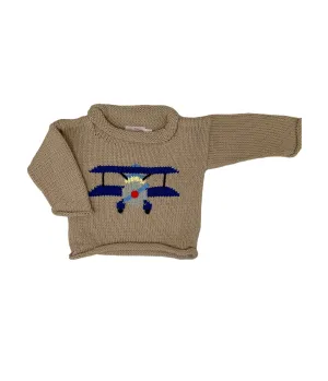 Tan Biplane Roll Neck Sweater