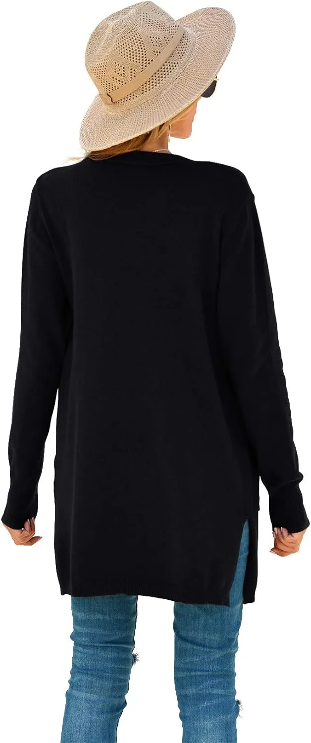 TASAMO Womens Color Block Striped Draped Kimono Cardigan Long Sleeve Open Front Casual Knit Sweaters Coat Soft Outwear