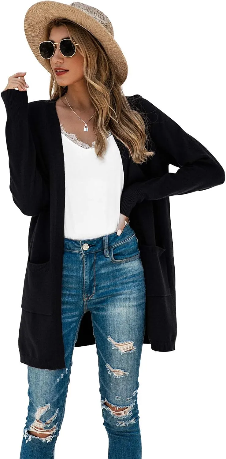 TASAMO Womens Color Block Striped Draped Kimono Cardigan Long Sleeve Open Front Casual Knit Sweaters Coat Soft Outwear