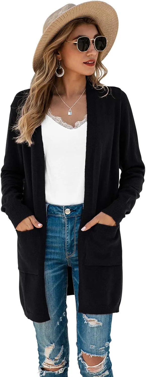 TASAMO Womens Color Block Striped Draped Kimono Cardigan Long Sleeve Open Front Casual Knit Sweaters Coat Soft Outwear