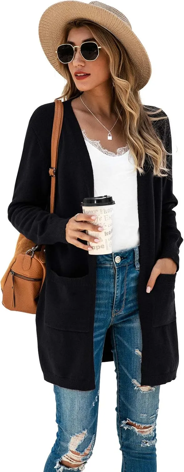TASAMO Womens Color Block Striped Draped Kimono Cardigan Long Sleeve Open Front Casual Knit Sweaters Coat Soft Outwear