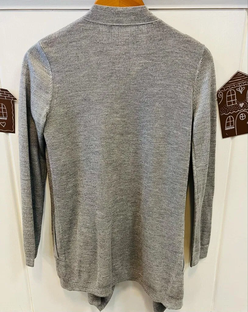 Theory Waterfall Grey Cardigan - Size Petite