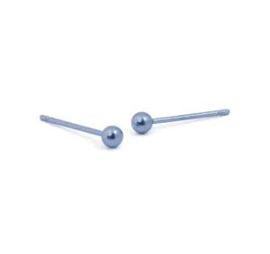 Titanium Light Blue 3mm Bead Stud Earrings
