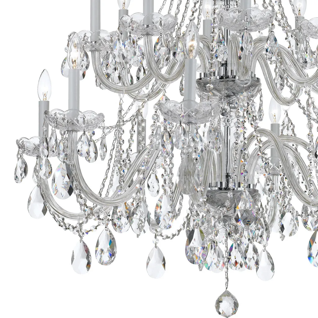 Traditional Crystal 16 Light Hand Cut Crystal Polished Chrome Chandelier