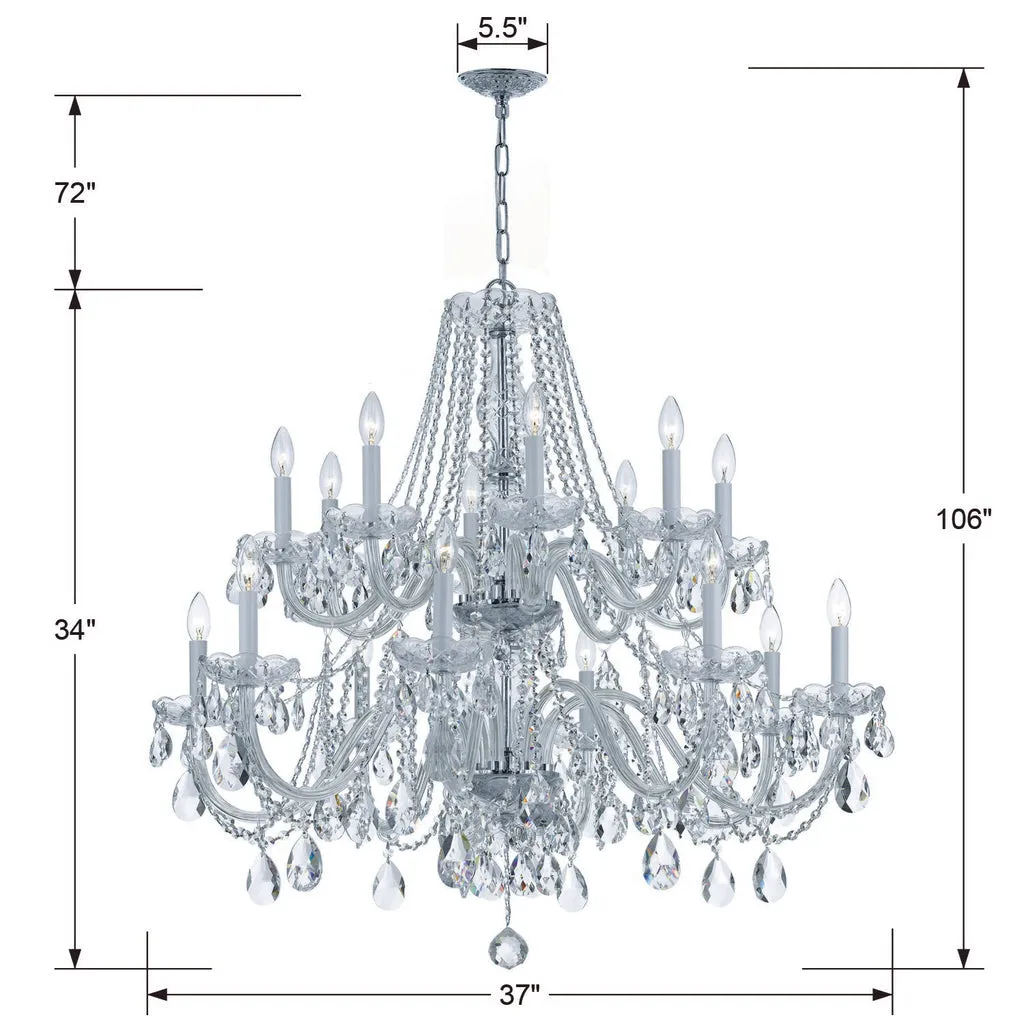 Traditional Crystal 16 Light Hand Cut Crystal Polished Chrome Chandelier